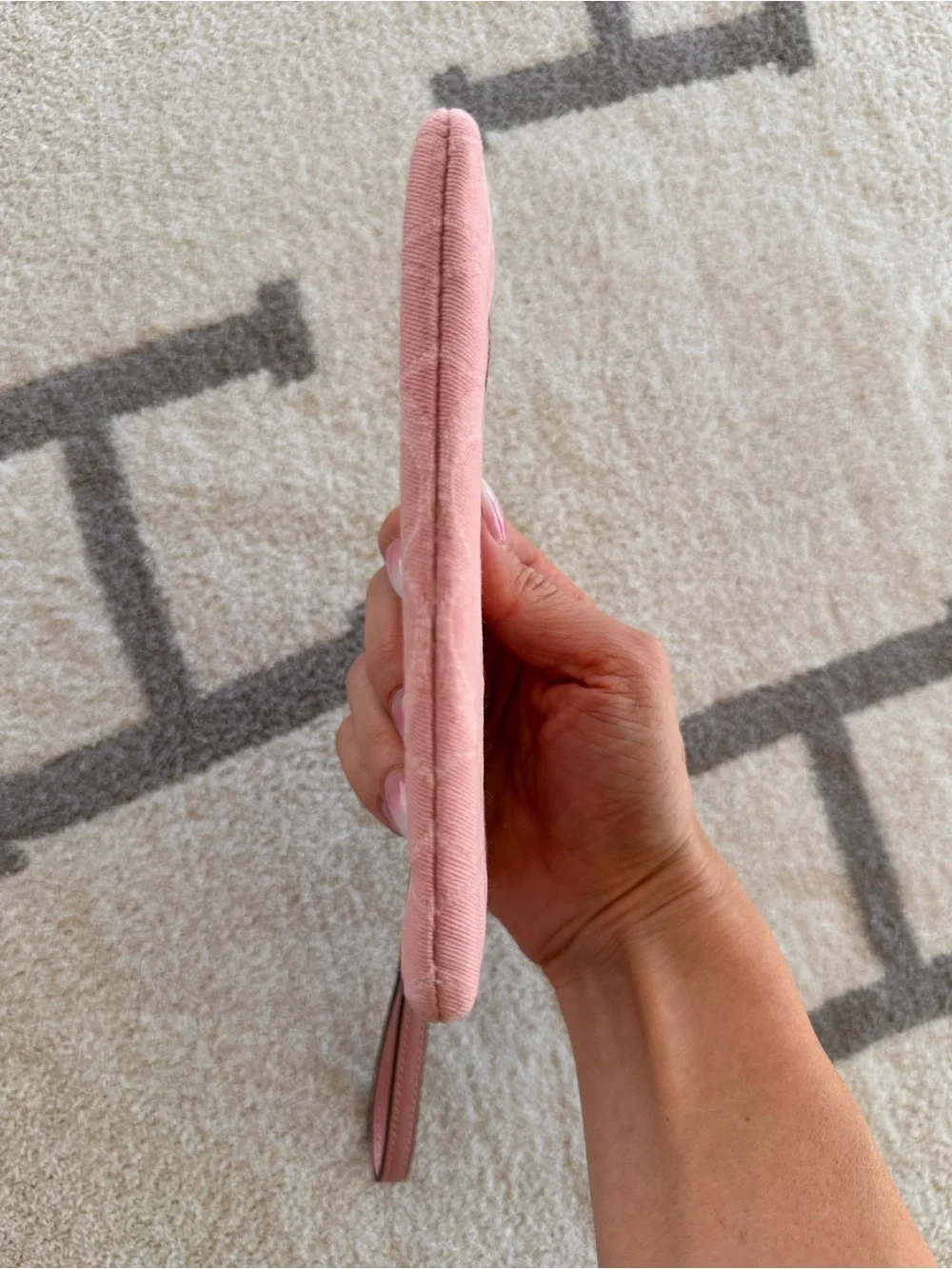Coach Pink Signature Wristlet pink denim